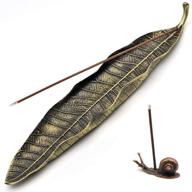 🍃 durable zinc alloy incense holder set - leaf and snail incense burner, stylish ash catcher tray for sticks, perfect for meditation, yoga, home & office logo