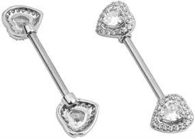 img 1 attached to 💖 Stunning Kokoma 14G Love Heart Nipple Rings - Premium Stainless Steel Body Jewelry with Cubic Zirconia Embellishments