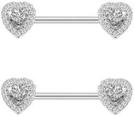 💖 stunning kokoma 14g love heart nipple rings - premium stainless steel body jewelry with cubic zirconia embellishments logo