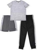 👕 versatile 3-pack sports athletic shirt and shorts set for boys - comfortable and active wear logo