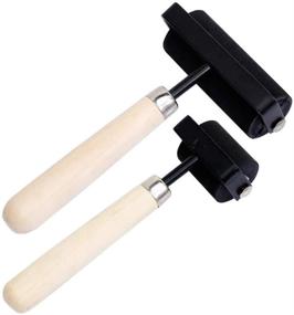 img 4 attached to 🛠️ 2 Pack Heavy Duty Steel Frame Brayer Rollers: 1.5 and 3 Inch Hard Rubber - Perfect for Anti-Slip Tape, Construction, Crafting, Stamping, and More!