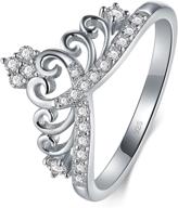 boruo 925 sterling silver cz princess crown tiara wedding band eternity ring 4-12 logo