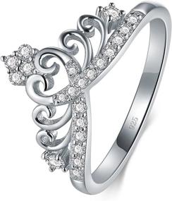 img 3 attached to Боруо 925 стерлинговое серебро с кубическим цирконием Принцесса Корона Tiara Обручальное кольцо Вечная любовь 4-12