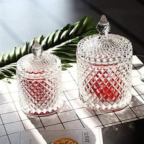 img 3 attached to 🍬 Maypink Crystal Diamond Faceted Jar Set - Elegant Candy Dish, Cookie Tin, Biscuit Barrel | Decorative Candy Jar Sugar Bowl with Crystal Lid (Set of 2)