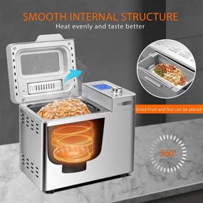 img 1 attached to VIVOHOME 550W Automatic Gluten Free Bread Maker Machine 2lbs 🍞 - 25-in-1 Stainless Steel with Removable Fruit and Nut Dispenser, 110V