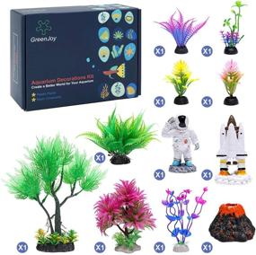 img 4 attached to GreenJoy Mars Immigration Themed Aquarium Fish Tank 🪐 Decor Set: Spaceman, Spaceship, Volcano Ornament, Plastic Plants (11 Packs)