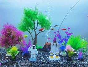 img 3 attached to GreenJoy Mars Immigration Themed Aquarium Fish Tank 🪐 Decor Set: Spaceman, Spaceship, Volcano Ornament, Plastic Plants (11 Packs)