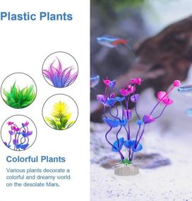 img 1 attached to GreenJoy Mars Immigration Themed Aquarium Fish Tank 🪐 Decor Set: Spaceman, Spaceship, Volcano Ornament, Plastic Plants (11 Packs)