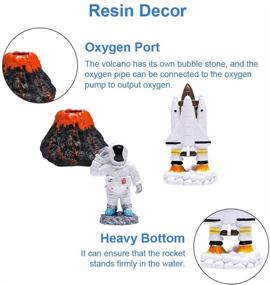 img 2 attached to GreenJoy Mars Immigration Themed Aquarium Fish Tank 🪐 Decor Set: Spaceman, Spaceship, Volcano Ornament, Plastic Plants (11 Packs)