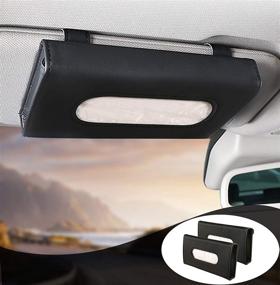 img 4 attached to 🚗 Держатель салфеток для автомобиля MEETYB Visor Napkin-Case - коробка для бумажных салфеток на козырьке - держатель для тканей на заднем сиденье для автомобилей - коробка для бумажных полотенец для лица из черной искусственной кожи (2 шт.)