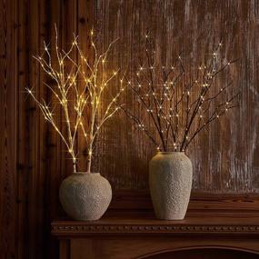 img 1 attached to 🌟 LITBLOOM Lighted Brown Willow Branches 32IN 100 LED with Timer Battery Operated for Holiday Christmas Decoration Indoor Outdoor Use - Warm White Lights