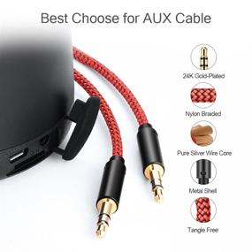 img 3 attached to 🔴 JSAUX AUX Cable - Premium 4ft/2 Pack Copper Shell, Hi-Fi Sound - Nylon Braided Car/Home Stereo Aux Cord for Speaker, Headphones - Compatible with Sony, Echo Dot, Beats - Red