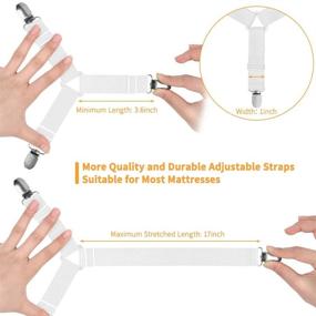 img 1 attached to 🛏️ Reliable Bed Sheet Fasteners: 8PCS Adjustable Triangle Elastic Suspenders for Securely Holding Bed Sheets, Mattress Covers, Sofa Cushions - White