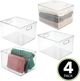 img 3 attached to 📦 mDesign Plastic Storage Organizer Container Bin - Closet Organization Solution for Hallway, Bedroom, Linen, Coat, and Entryway - 4 Pack, Clear