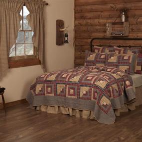 img 1 attached to Log Cabin Country Rustic Lodge Design: VHC Brands Millsboro Queen Quilt 94Wx94L in Burgundy