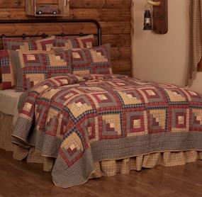 img 4 attached to Log Cabin Country Rustic Lodge Design: VHC Brands Millsboro Queen Quilt 94Wx94L in Burgundy