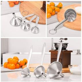 img 3 attached to 🔍 Stainless Steel Small Funnel Set - Metal Funnels for Filling Bottles, 3 in 1 Kitchen Bottle Funnel for Liquids and Dry Ingredients, Includes Cleaning Brush