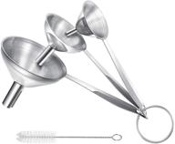 🔍 stainless steel small funnel set - metal funnels for filling bottles, 3 in 1 kitchen bottle funnel for liquids and dry ingredients, includes cleaning brush logo