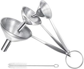 img 4 attached to 🔍 Stainless Steel Small Funnel Set - Metal Funnels for Filling Bottles, 3 in 1 Kitchen Bottle Funnel for Liquids and Dry Ingredients, Includes Cleaning Brush