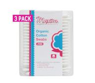 🌱 maxim organic cotton swabs, 600ct: no chlorine/dioxin/chemical, biodegradable, icea approved. 3 packs of 200 - double padded cardboard stick, ear swabs cotton buds logo