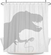 🚿 занавеска для душа с динозавром coxila 60x72 дюйма - смешные дино детские контуры животных мультфильм для мальчиков - бело-серая ванная занавеска - водонепроницаемая полиэстерная ткань - в комплекте 12 крючков логотип