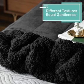 img 2 attached to 🛏️ Wemore Sherpa Fleece Weighted Blanket for Adults - 15 lbs, Cozy Dual Sided Fluffy Heavy Blanket with Ultra Soft Plush Flannel Top - 48 x 72 inches, Black on Both Sides