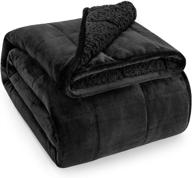 🛏️ wemore sherpa fleece weighted blanket for adults - 15 lbs, cozy dual sided fluffy heavy blanket with ultra soft plush flannel top - 48 x 72 inches, black on both sides logo