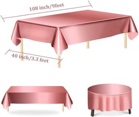 img 1 attached to Aneco 3 Pack Rose Gold Foil Tablecloth: Stunning Decoration for Weddings, Birthdays & Baby Showers