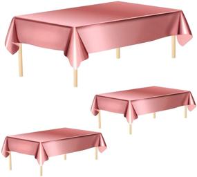 img 4 attached to Aneco 3 Pack Rose Gold Foil Tablecloth: Stunning Decoration for Weddings, Birthdays & Baby Showers