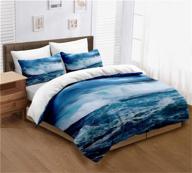 ocean duvet cover set twin size with raging seawater nature print: stylish 2-piece bedding set for men and women logo