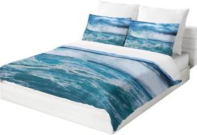 img 2 attached to Ocean Duvet Cover Set Twin Size with Raging Seawater Nature Print: Stylish 2-Piece Bedding Set for Men and Women