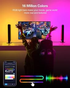 img 1 attached to 🌈 Ambient Lighting, Gaming Room Decoration - 2Pcs Juylux RGBIC Smart LED Light Bars with Music Sync, Alexa & Google Assistant Compatible, Immersion Gaming Lights, Rainbow Effect TV LED Backlights for PC and TV