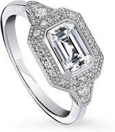 💍 berricle emerald cut cubic zirconia cz halo art deco east-west promise wedding engagement ring 1.2 ctw - rhodium plated sterling silver logo