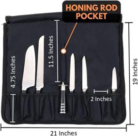 img 2 attached to Premium Padded Chef Knife Bag with 8+ Slots - Holds 8 Knives, Meat Cleaver, Knife Steel, Utensils, and Tools! Durable Knife Carrier with Name Card Holder and Bonus Zipped Pouch - Bag Only