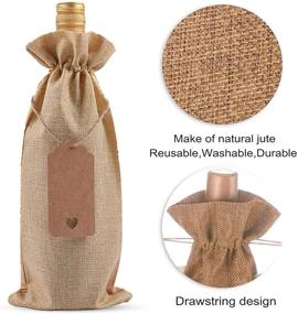 img 3 attached to 🍷 ABOAT 10 Pack Jute Burlap Wine Bags, Drawstring Wine Bottle Covers with Tags for Christmas, Wedding, Travel, Birthday, Holiday Party - Natural