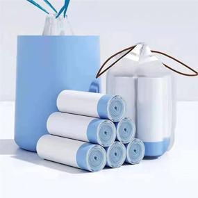 img 4 attached to 🗑️ Convenient Pack of 60 Small Trash Bags - Ideal for Bathrooms & Kitchens, with Drawstring and Auto Shrink Feature