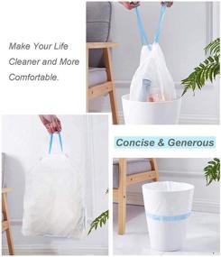 img 1 attached to 🗑️ Convenient Pack of 60 Small Trash Bags - Ideal for Bathrooms & Kitchens, with Drawstring and Auto Shrink Feature