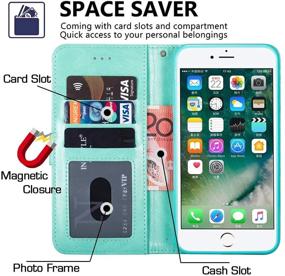 img 1 attached to 📱 Stylish iPhone 7 Plus/8 Plus Wallet Case for Women - Kudex Flip Leather Magnetic Zipper Pocket Purse with Stand and Card Slots (Green)