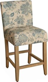 img 4 attached to 🪑 HomePop Fabric Upholstered Counter Height Barstool - 24-inch, Blue/Tan Jacobean Print