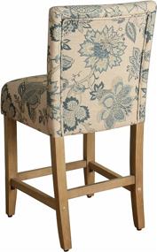 img 3 attached to 🪑 HomePop Fabric Upholstered Counter Height Barstool - 24-inch, Blue/Tan Jacobean Print