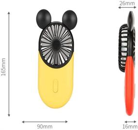 img 3 attached to Кбинтер Очаровательный Личный мини-вентилятор: USB-перезаряжаемый с LED-подсветкой, 3 регулируемых скорости, портативное крепление - идеально для внутренних и наружных занятий - милый дизайн мышки (Желтый)