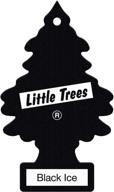 🌲 mtr0004 hanging car and home air freshener - little trees, black ice, 1 inch logo