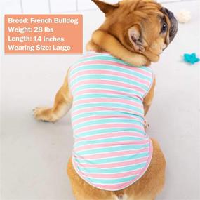 img 2 attached to 🐶 2-Pack KYEESE Striped Cotton Dog T-Shirts for Small-Medium Dogs - Soft Sleeveless Vest Dog Tee Shirt Apparel