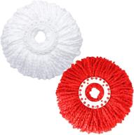 spin mop replacement head microfiber refills, 2 pack - original thick mop heads, white and red logo