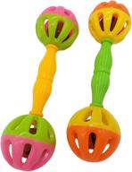🦜 tropical chickens small bird parrot toy: enrichment rattle bells for parakeets, conures, cockatiels, love birds, green cheek - small birds' foraging foot toy logo