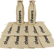 12pcs cheers burlap wine bags: perfect hessian cloth bottle gift bags for valentine's day, holiday, champagne, and wine tasting party logo