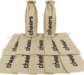 img 4 attached to 12pcs Cheers Burlap Wine Bags: Perfect Hessian Cloth Bottle Gift Bags for Valentine's Day, Holiday, Champagne, and Wine Tasting Party