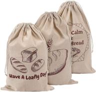 linen bread bags: reusable storage solution for homemade artisan breads, pack of 3 - perfect gift for bread makers, bakers, housewarming, wedding gifts логотип