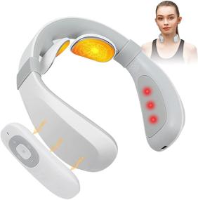 img 4 attached to Восстановите шею с помощью LANDWIND Smart Neck Massager: беспроводная и интеллектуальная электрическая терапия массажем с подогревом, 6 режимов и 15 уровней для облегчения боли - возможность зарядки через USB и пульт ДУ включены.