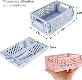 img 3 attached to 📦 Set of 4 Small Plastic Shelf Storage Baskets – Foldable, Durable, and Reliable Organizer Crates. Perfect for Organizing Home, Kitchen, Classroom, Office, and Bathroom (Dimensions: 5.9 x 3.8 x 2.2 inches)